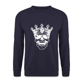 Skull King Crown - Unisex Sweatshirt - navy - Front - Alina (178cm) & Michal (187cm)