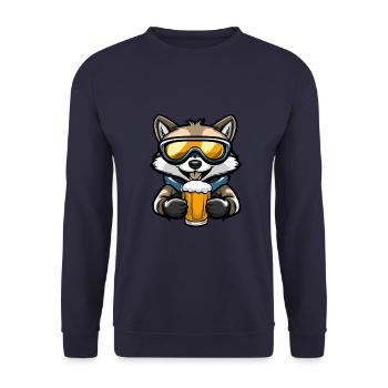 Raccoon après-ski bière bande dessinée - Sweat-shirt Unisexe - marine - Devant - Alina (178cm) & Michal (187cm)