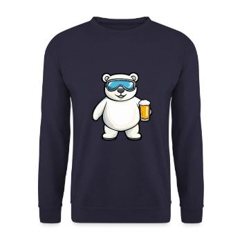 Ours polaire après-ski bière bande dessinée - Sweat-shirt Unisexe - marine - Devant - Alina (178cm) & Michal (187cm)