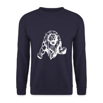 Löwe Muskeln Gym Bodybuilding - Unisex Pullover - Navy - Vorne - Alina (178cm) & Michal (187cm)