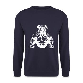 Muscle du chien Gym d’entraînement pour chien - Sweat-shirt Unisexe - marine - Devant - Alina (178cm) & Michal (187cm)