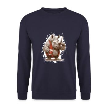 Rhino Beer Funny - Unisex Sweatshirt - navy - Front - Alina (178cm) & Michal (187cm)