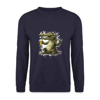 Alligator Bier Lustig - Unisex Pullover - Navy - Vorne - Alina (178cm) & Michal (187cm)
