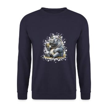 Hippopotamus Beer Funny - Unisex Sweatshirt - navy - Front - Alina (178cm) & Michal (187cm)