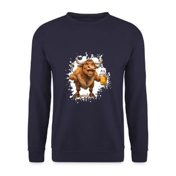 Bull Beer Funny - Unisex Sweatshirt - navy - Front - Alina (178cm) & Michal (187cm)