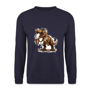 Dinosaurier T-Rex Bier Lustig - Unisex Pullover - Navy - Vorne - Alina (178cm) & Michal (187cm)