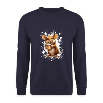 Mouse Beer Funny - Unisex Sweatshirt - navy - Front - Alina (178cm) & Michal (187cm)