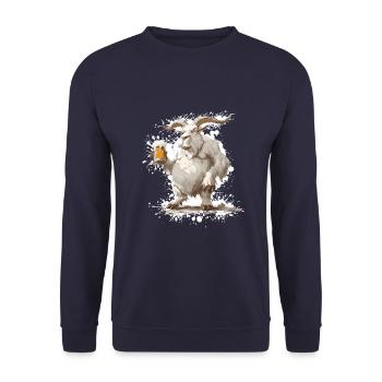 Bergziege Bier Lustig - Unisex Pullover - Navy - Vorne - Alina (178cm) & Michal (187cm)