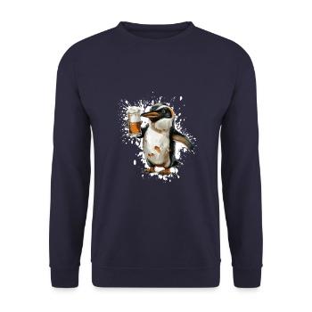 Pinguin Bier Lustig - Unisex Pullover - Navy - Vorne - Alina (178cm) & Michal (187cm)