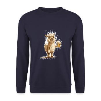 Alpaca Llama Beer Funny - Unisex Sweatshirt - navy - Front - Alina (178cm) & Michal (187cm)