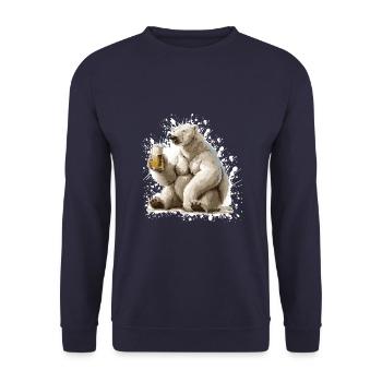 Polar Bear Beer Funny - Unisex Sweatshirt - navy - Front - Alina (178cm) & Michal (187cm)