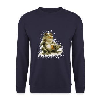 Frosch Bier Lustig - Unisex Pullover - Navy - Vorne - Alina (178cm) & Michal (187cm)