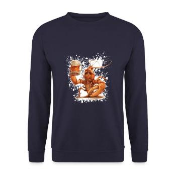 Hummer Krebs Bier Lustig - Unisex Pullover - Navy - Vorne - Alina (178cm) & Michal (187cm)