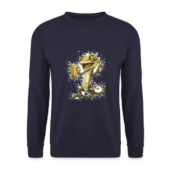 Lizard Beer Funny - Unisex Sweatshirt - navy - Front - Alina (178cm) & Michal (187cm)