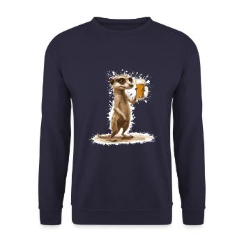 Meerkat Beer Funny - Unisex Sweatshirt - navy - Front - Alina (178cm) & Michal (187cm)