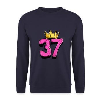 37 Nombre Couronne - Sweat-shirt Unisexe - marine - Devant - Alina (178cm) & Michal (187cm)