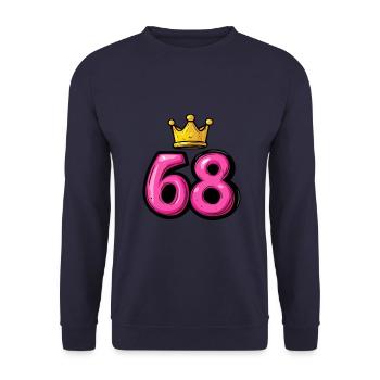 68 Zahl Krone - Unisex Pullover - Navy - Vorne - Alina (178cm) & Michal (187cm)