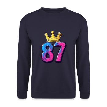 87 Number Krone - Unisex Sweatshirt - navy - Front - Alina (178cm) & Michal (187cm)