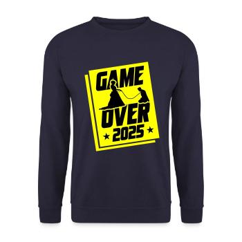 Hochzeit Game Over 2025 Junggesellenabschied - Unisex Pullover - Navy - Vorne - Alina (178cm) & Michal (187cm)