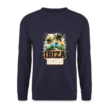 Ibiza 2025 Palm Trees - Unisex Sweatshirt - navy - Front - Alina (178cm) & Michal (187cm)