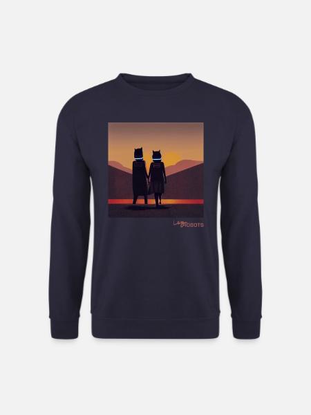 A lazy robot couple enjoying sunset - Unisex Sweatshirt - navy