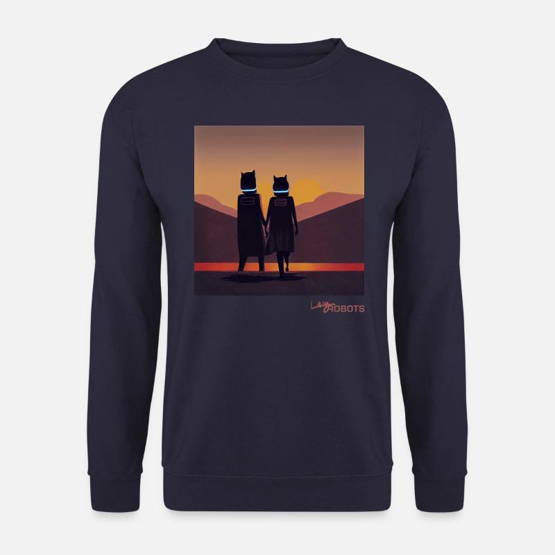A lazy robot couple enjoying sunset - Unisex Sweatshirt - navy