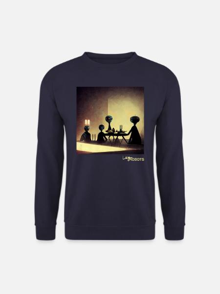 Robot family eating dinner - Unisex Sweatshirt - navy