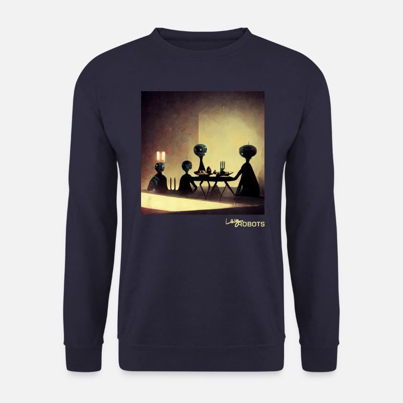 Robot family eating dinner - Unisex Sweatshirt - navy