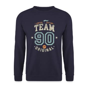 Team 90 - 100% Original / Limited Edition - Unisex Sweatshirt - navy - Front - Alina (178cm) & Michal (187cm)