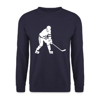 Ice Hockey Spieler Silhouette - Unisex Pullover - Navy - Vorne - Alina (178cm) & Michal (187cm)