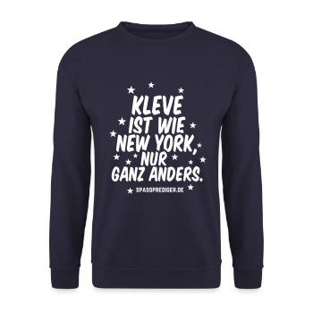 Kleve ist wie New York - Unisex Pullover - Navy - Vorne - Alina (178cm) & Michal (187cm)