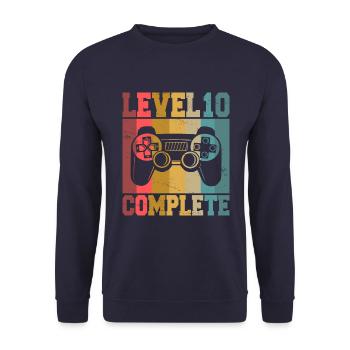 Level 10 Complete 10th Birthday Gamer 10 Years - Unisex Sweatshirt - navy - Front - Alina (178cm) & Michal (187cm)
