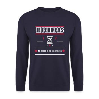 Je peux pas je suis à la retraite - Sweat-shirt Unisexe - marine - Devant - Alina (178cm) & Michal (187cm)