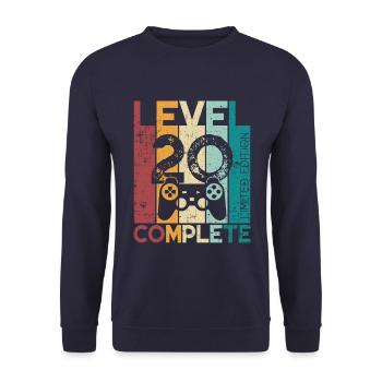 20 Geburtstag Level 20 Complete 20 Jahre Geschenk - Unisex Pullover - Navy - Vorne - Alina (178cm) & Michal (187cm)