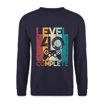40 Anniversaire Niveau 40 Cadeau complet de 40 ans - Sweat-shirt Unisexe - marine - Devant - Alina (178cm) & Michal (187cm)