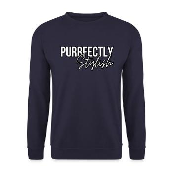 Purrfectly élégant chat citation amoureux du chat - Sweat-shirt Unisexe - marine - Devant - Alina (178cm) & Michal (187cm)