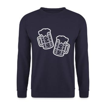 Bier Symbol Saufen Bierglas - Unisex Pullover - Navy - Vorne - Alina (178cm) & Michal (187cm)