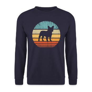 Français Bulldog - Coucher de soleil rétro - Französische - Sweat-shirt Unisexe - marine - Devant - Alina (178cm) & Michal (187cm)