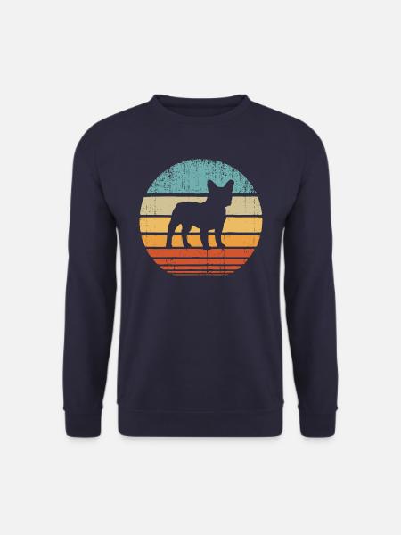French Bulldog - Sunset Retro - Französische - Unisex Pullover - Navy