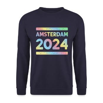Amsterdam 2024 Colorful Holiday Team - Unisex Sweatshirt - navy - Front - Alina (178cm) & Michal (187cm)