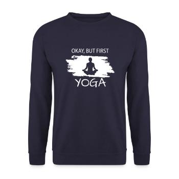 Okay but first Yoga - Unisex Pullover - Navy - Vorne - Alina (178cm) & Michal (187cm)