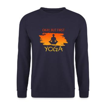 Okay but first Yoga - Unisex Pullover - Navy - Vorne - Alina (178cm) & Michal (187cm)