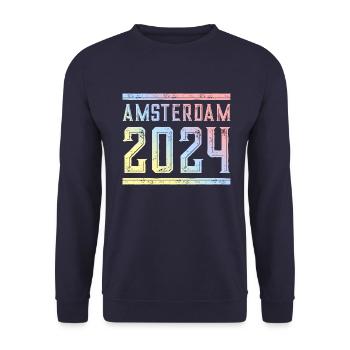 Amsterdam 2024 Bunt - Unisex Pullover - Navy - Vorne - Alina (178cm) & Michal (187cm)
