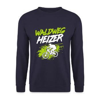 MTB Mountainbiker - Waldweg Heizer - Unisex Pullover - Navy - Vorne - Alina (178cm) & Michal (187cm)