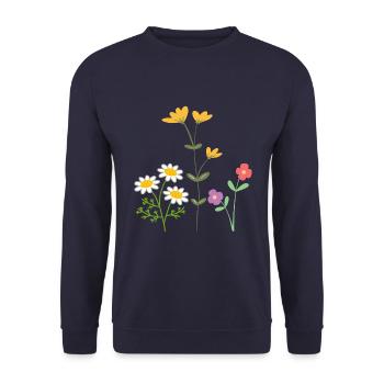 Flowers Blumen - Unisex Sweatshirt - navy - Front - Alina (178cm) & Michal (187cm)