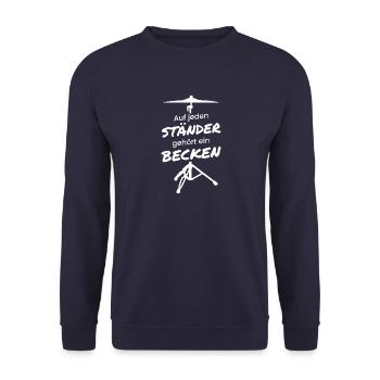 Schlagzeug zweideutig Ständer Geschenk lustig - Unisex Pullover - Navy - Vorne - Alina (178cm) & Michal (187cm)