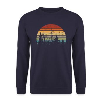 Retrocolor - Natur - Bäume - Wald - Vintage Logo - Unisex Sweatshirt - navy - Front - Alina (178cm) & Michal (187cm)