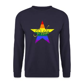LGBTQ pride star - Unisex Pullover - Navy - Vorne - Alina (178cm) & Michal (187cm)