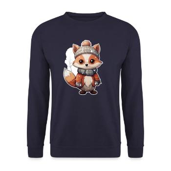 Fuchs im Schnee - Unisex Pullover - Navy - Vorne - Alina (178cm) & Michal (187cm)