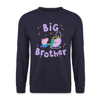 Peppa Pig Design Big Brother Schorsch Mit Evie - Unisex Pullover - Navy - Vorne - Alina (178cm) & Michal (187cm)
